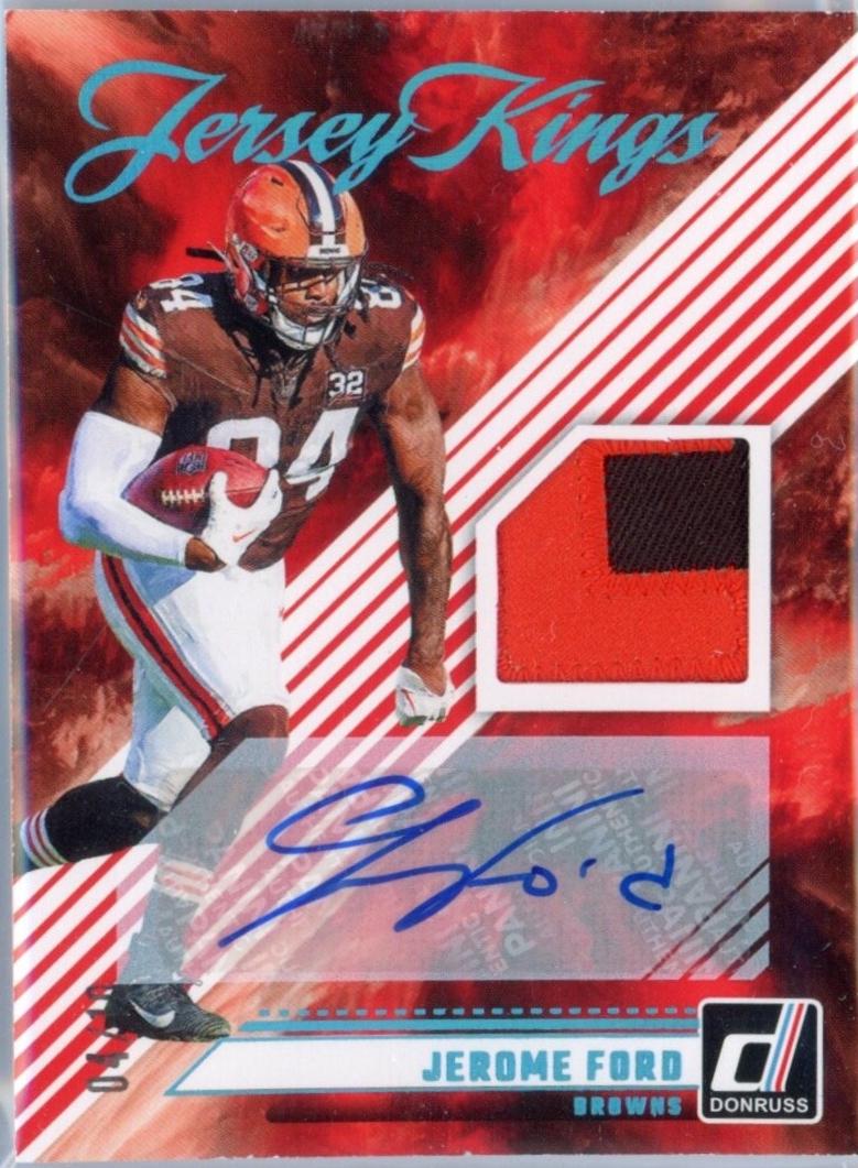Jerome Ford #JK-JFO Football Cards 2024 Panini Donruss Jersey Kings Autograph