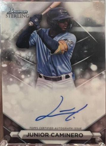 Junior Caminero #PA-JCR Baseball Cards 2023 Bowman Sterling Prospect Autograph