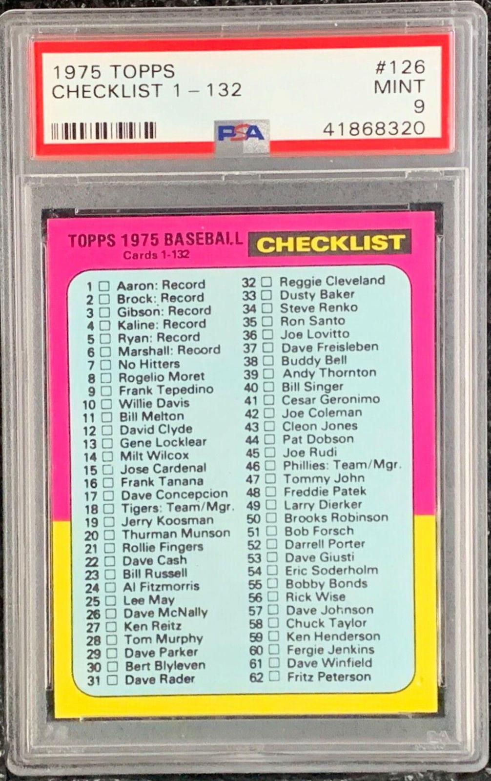 Checklist 1-132 #126 Baseball Cards 1975 Topps