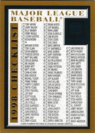 Checklist 1-195 Baseball Cards 1998 Topps