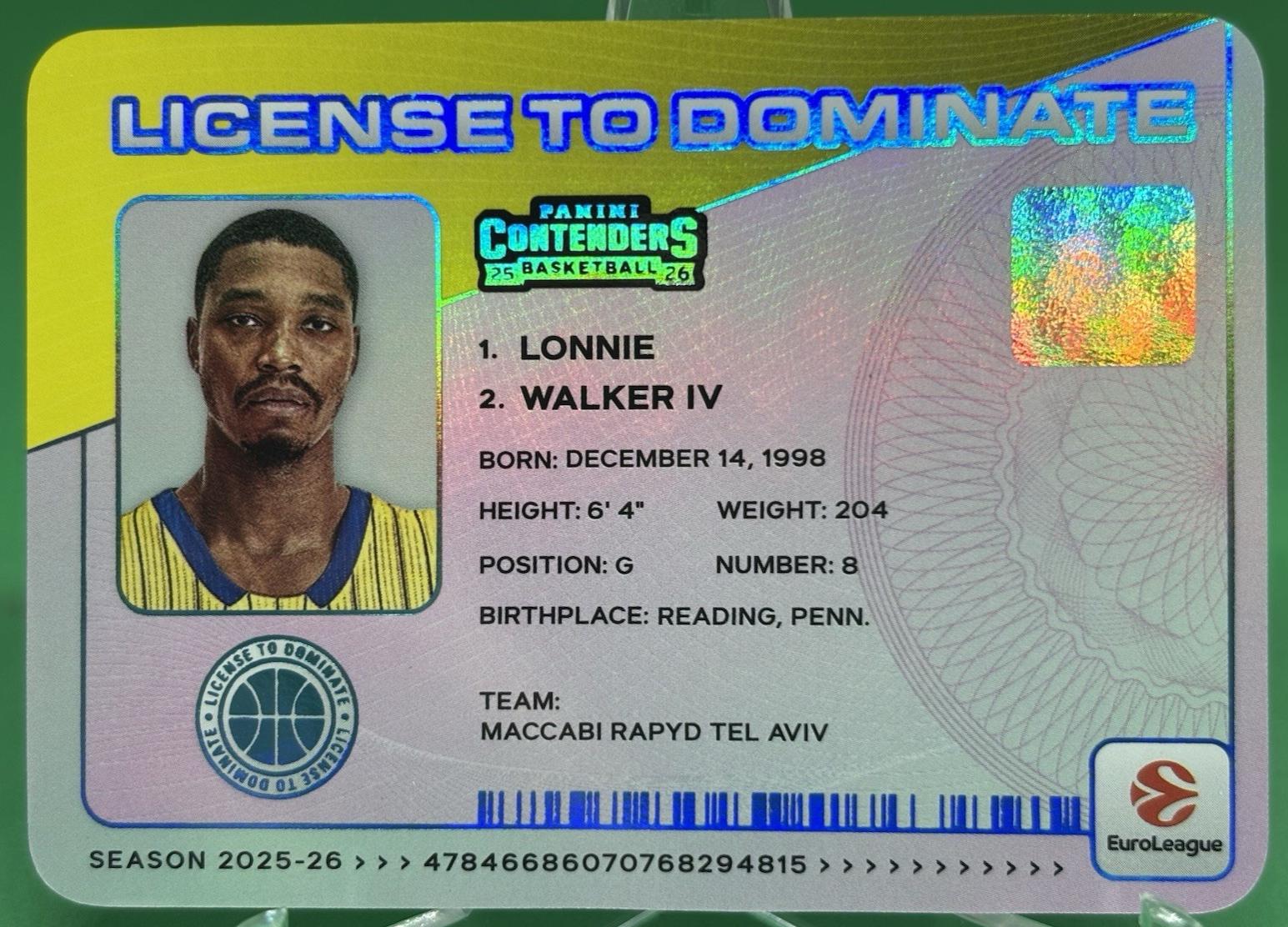 Lonnie Walker IV #22 2025 Panini Contenders Euroleague License To Dominate Basketball