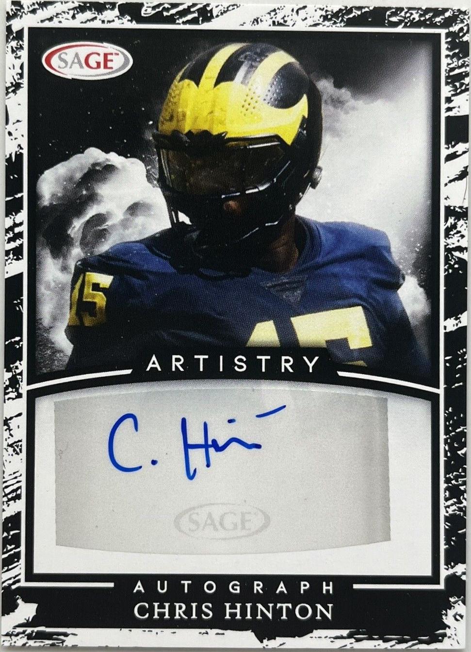 Chris hinton #A-CH Football Cards 2022 Sage Hit Artistry Autographs