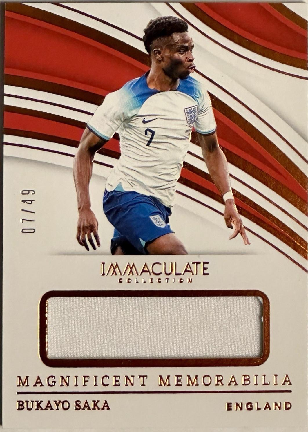 Bukayo Saka #8 Soccer Cards 2023 Panini Immaculate Magnificent Memorabilia