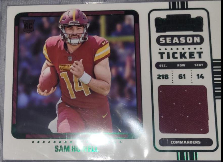 Sam Howell #RSV-SHO 2022 Panini Contenders Rookie Ticket Swatches Football
