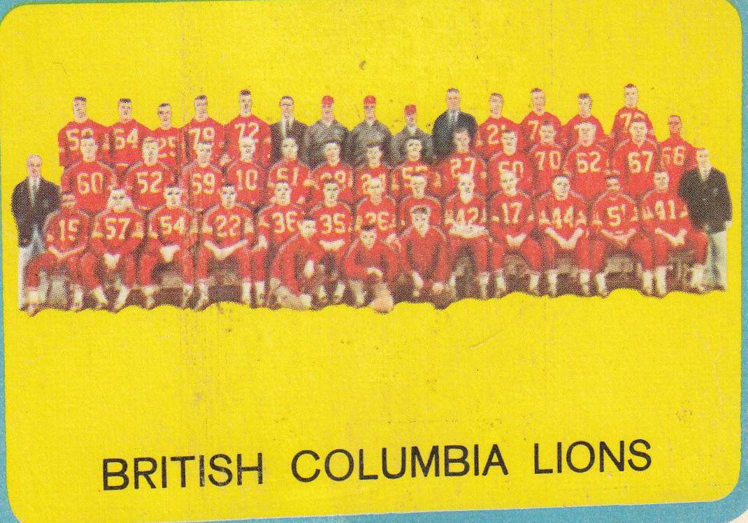 British Columbia Lions #10 Football Cards 1963 Topps CFL