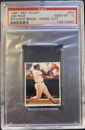 Jim Rice #44 Baseball Cards 1987 Red Foley Sticker Book Hand Cut