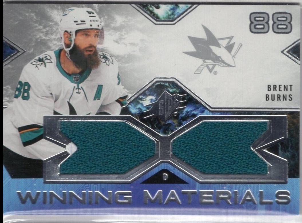 Brent Burns #WM-BB Hockey Cards 2021 SPx Winning Materials