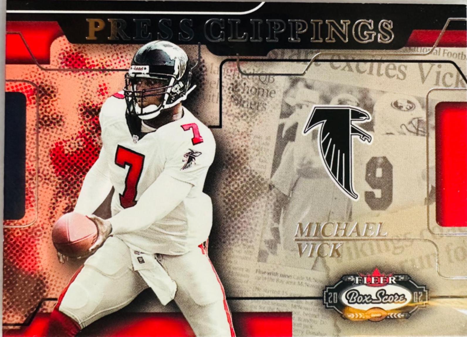 Michael Vick #4 Football Cards 2002 Fleer Box Score Press Clippings