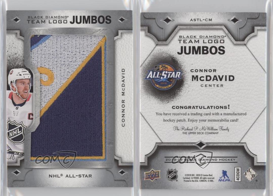 Connor McDavid #ASTL-CM Hockey Cards 2018 Upper Deck Black Diamond Team Logo Jumbos