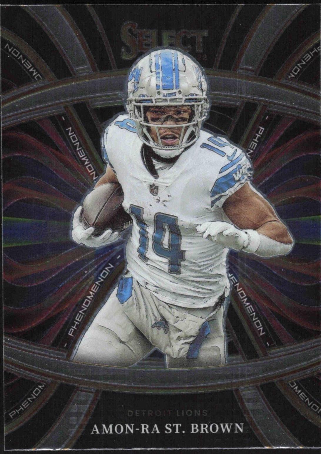 Amon Ra St. Brown #PHE-13 Football Cards 2022 Panini Select Phenomenon