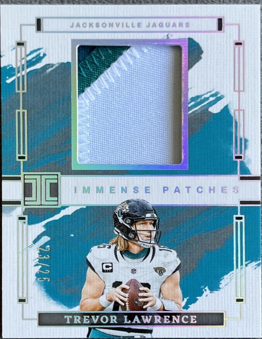 Trevor Lawrence #5 Football Cards 2024 Panini Impeccable Immense Patch