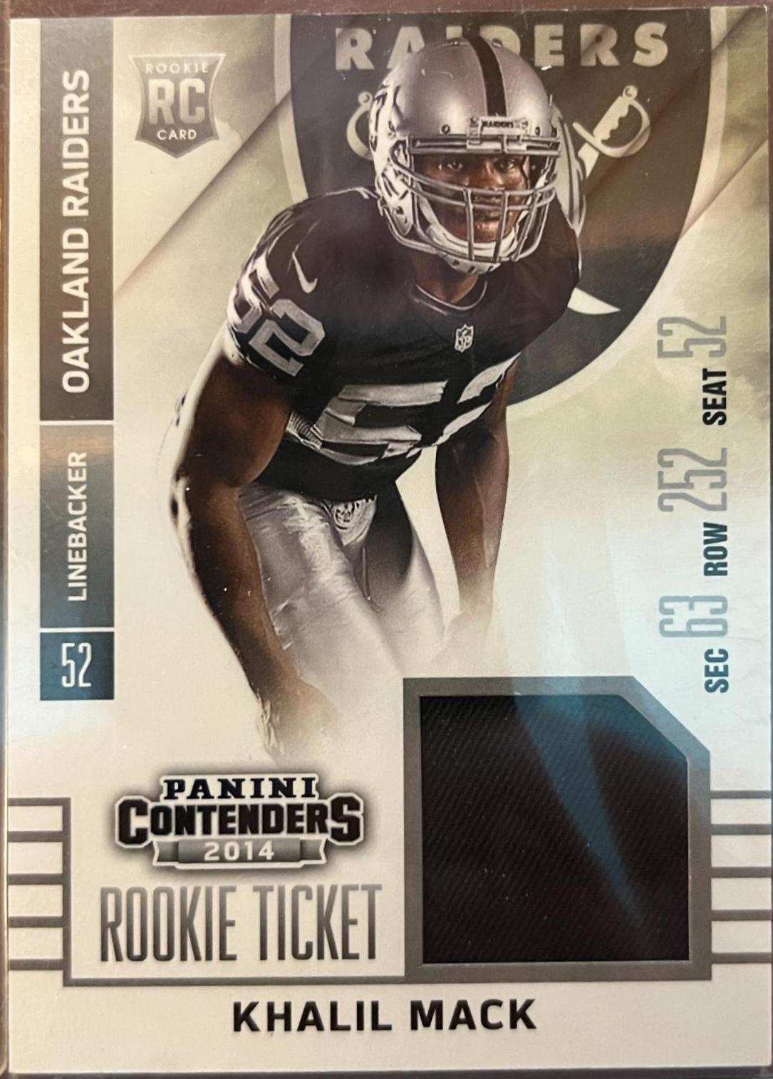 Khalil Mack #RTS-24 Football Cards 2014 Panini Contenders Rookie Ticket Swatches