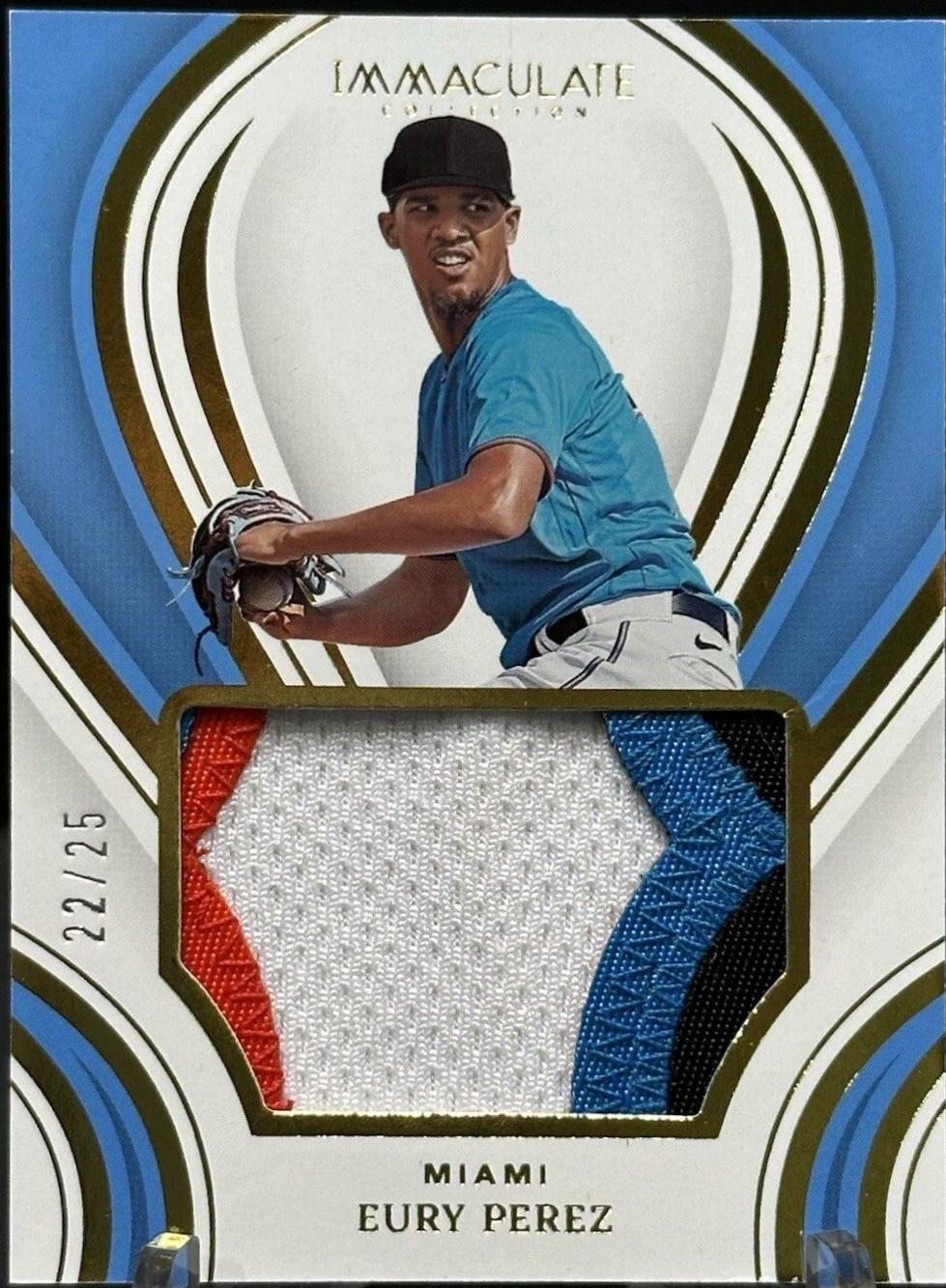 Eury Perez #PPM-EP Baseball Cards 2023 Panini Immaculate Prime Rookies Materials