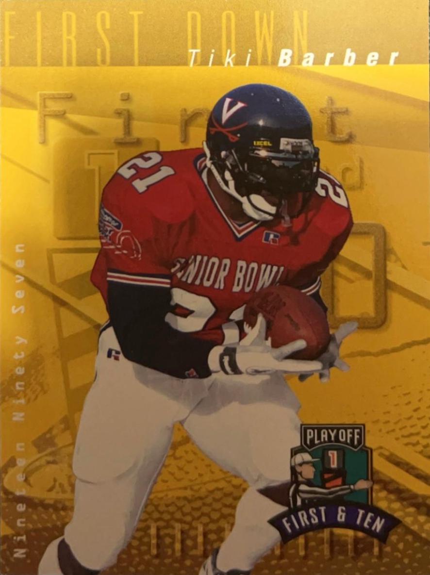 Tiki Barber #6 Football Cards 1997 Playoff 1st & 10