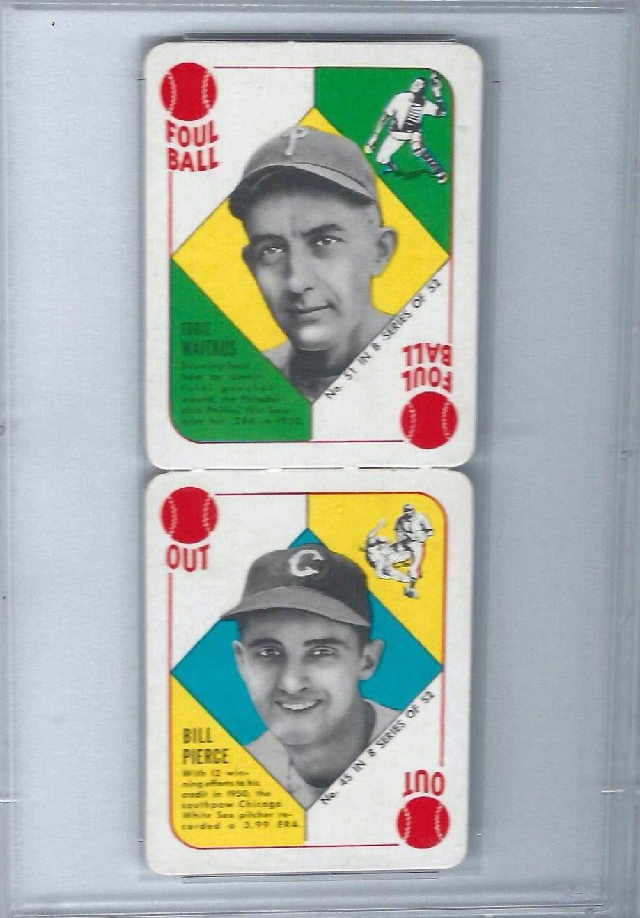 Eddie Waitkus, Bill Pierce Baseball Cards 1951 Topps Blue Back