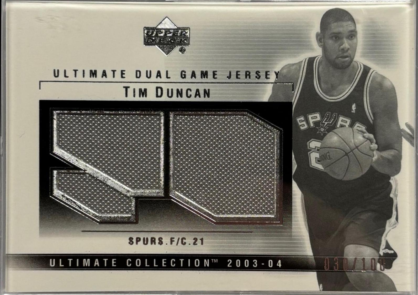 Tim Duncan #TD-2J Basketball Cards 2003 Ultimate Collection Dual Game Jersey