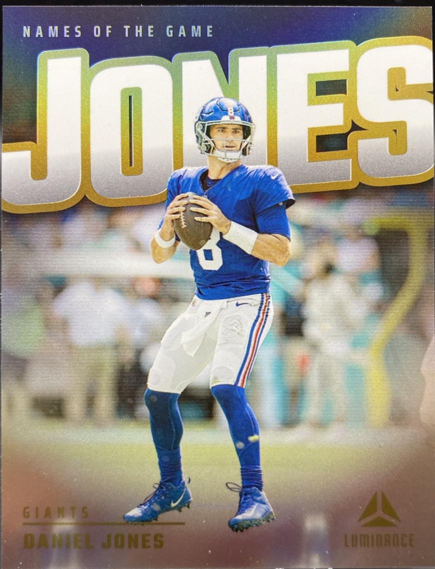 Daniel Jones #NG-DJS Football Cards 2024 Panini Luminance Names of the Game