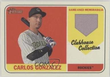 Carlos Gonzalez #CG Baseball Cards 2018 Topps Heritage Clubhouse Collection Relics