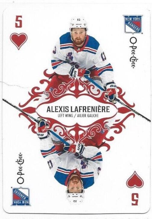 Alexis Lafreniere #5-HEARTS Hockey Cards 2023 O-Pee-Chee Playing Cards