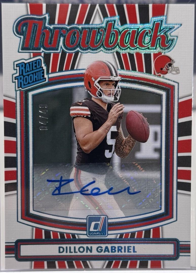 Dillon Gabriel #15 2025 Panini Donruss Rated Rookie Throwback Autograph Football