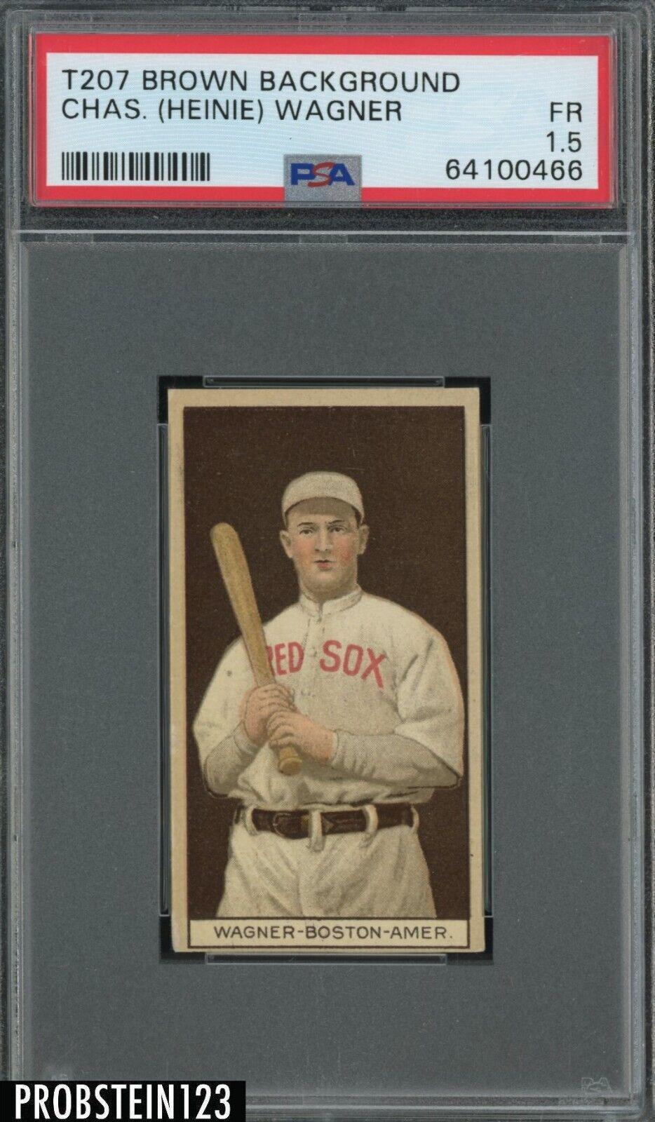Chas. Heinie Wagner Baseball Cards 1912 T207 Brown Background