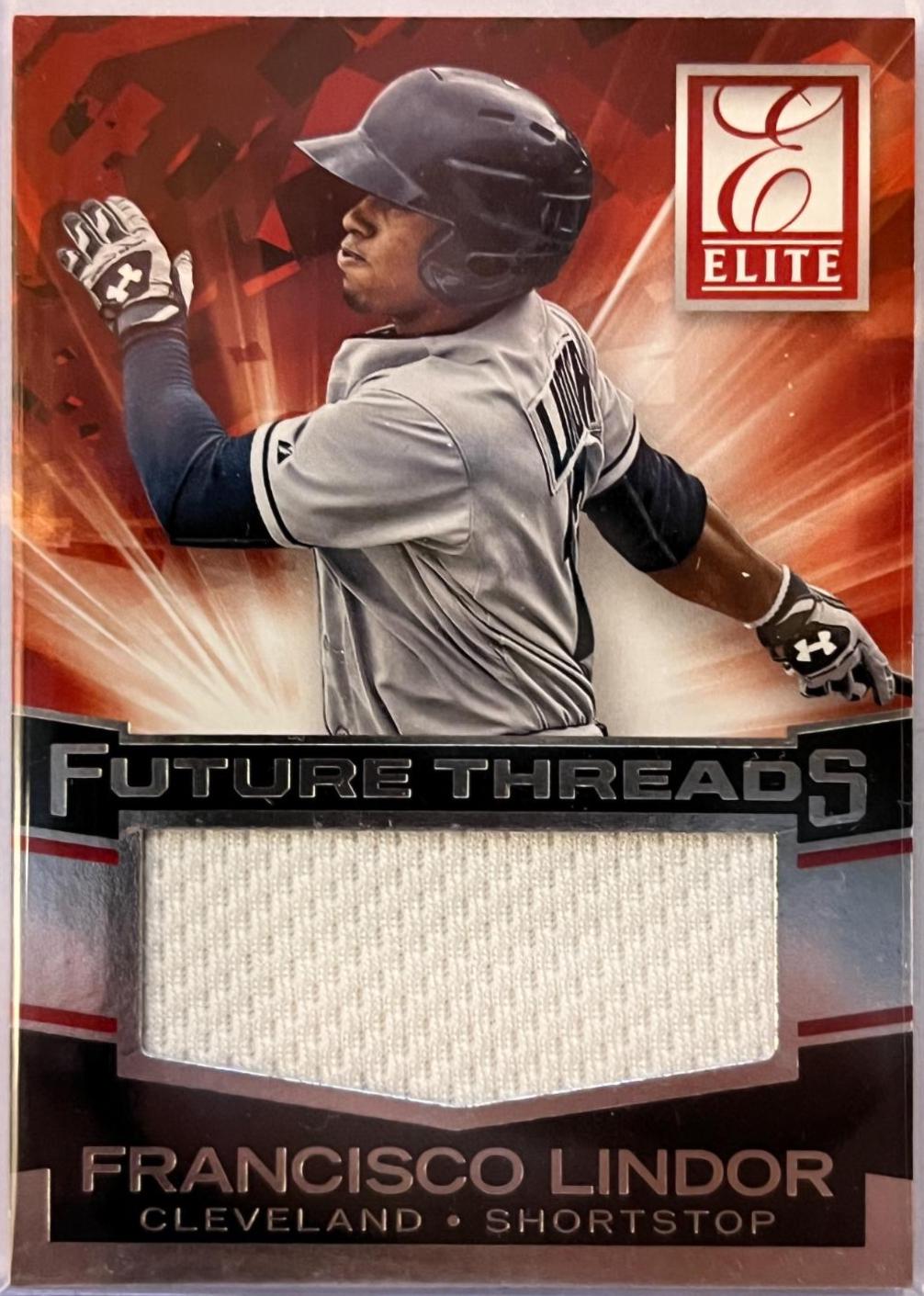 Francisco Lindor #13 Baseball Cards 2015 Panini Elite Future Threads