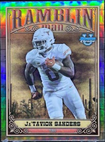 Ja'Tavion Sanders #RM-6 Football Cards 2023 Bowman Chrome University Ramblin' Man