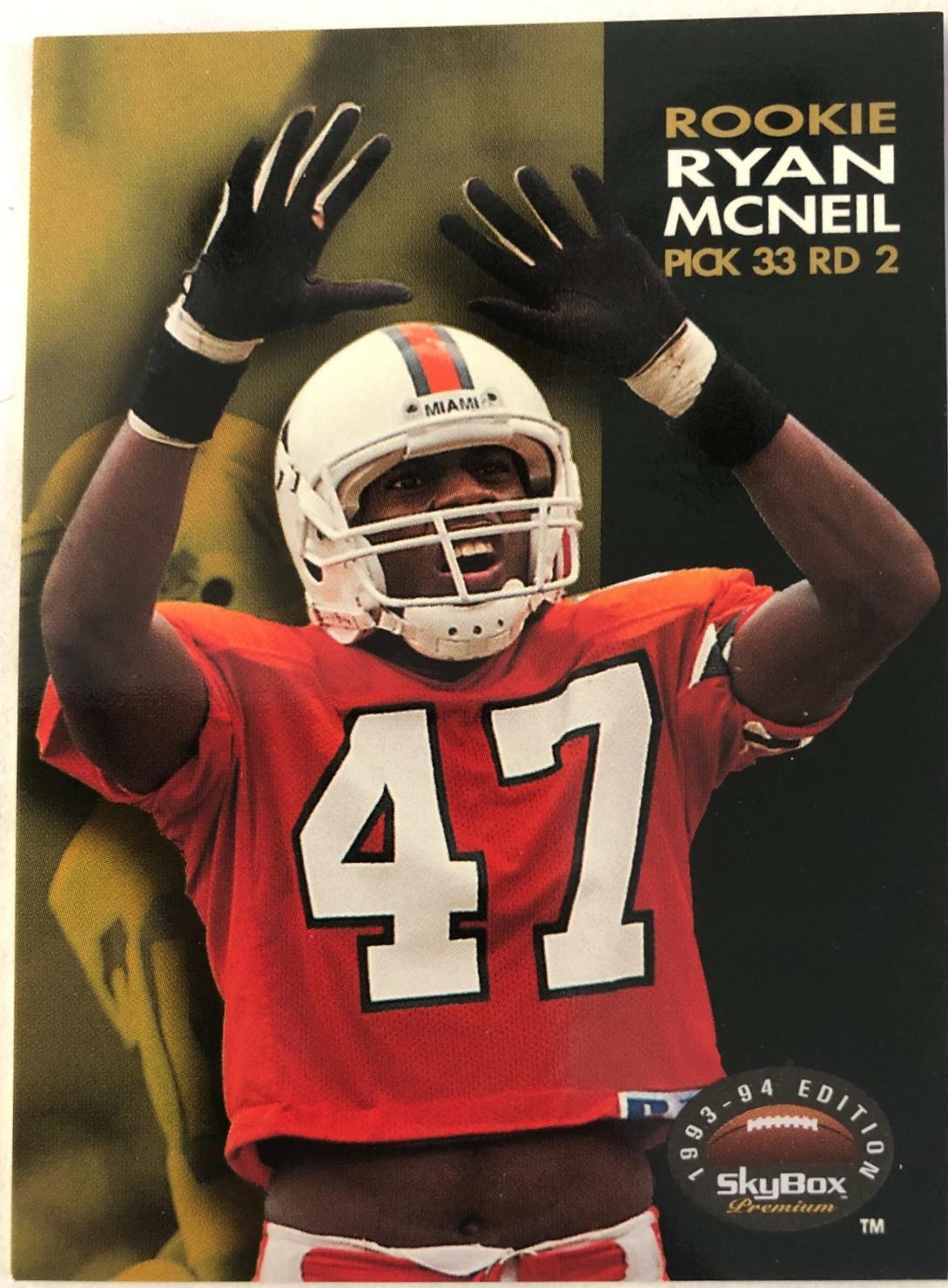 Ryan McNeil #9 Football Cards 1993 Skybox Premium
