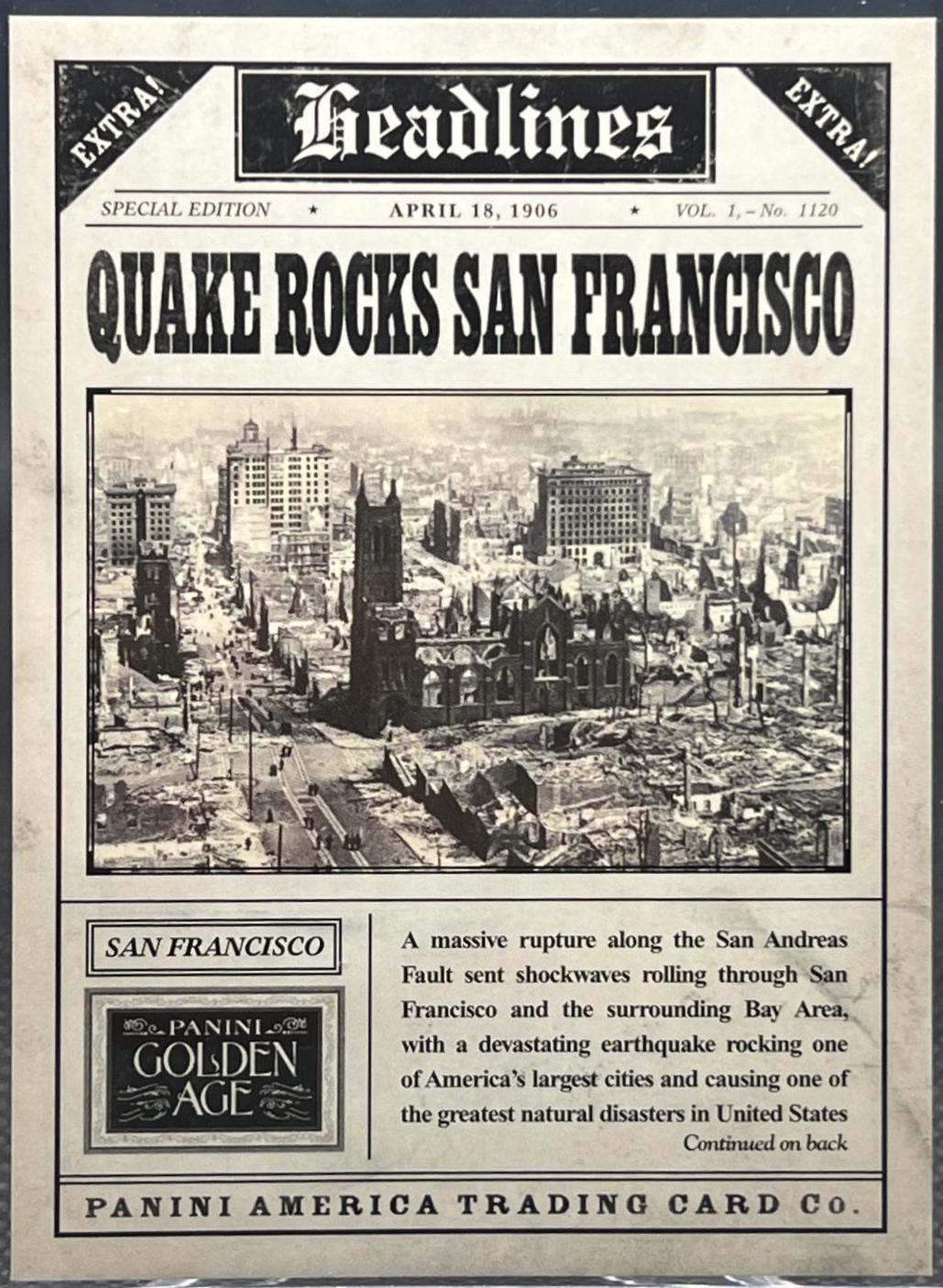 Quake Rocks San Francisco #11 Baseball Cards 2013 Panini Golden Age Headlines