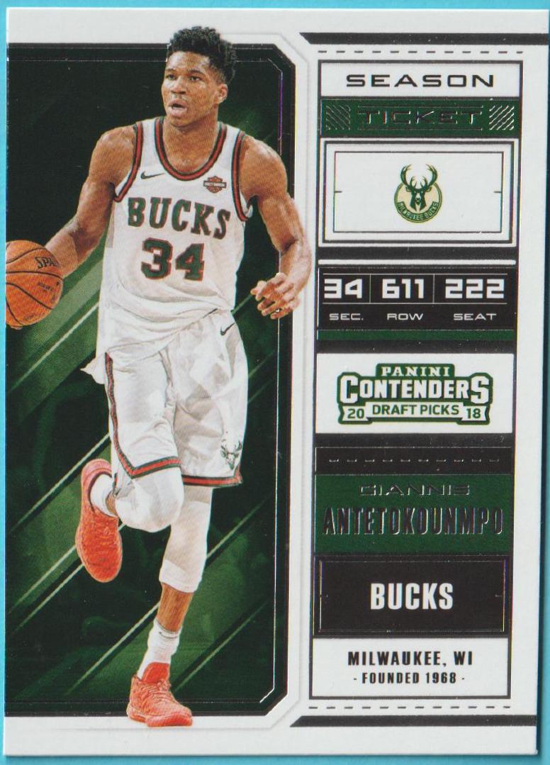 Giannis Antetokounmpo #18 Basketball Cards 2018 Panini Contenders Draft Picks