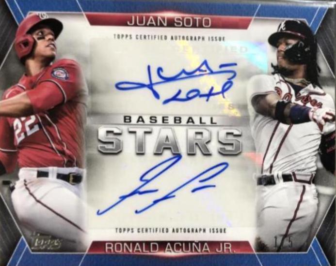 Ronald Acuna Jr/Juan Soto Baseball Stars Dual Autograph 1/5 BSDA-SA #BSDA-SA Baseball Cards 2021 Topps Update Baseball Stars Dual Autographs