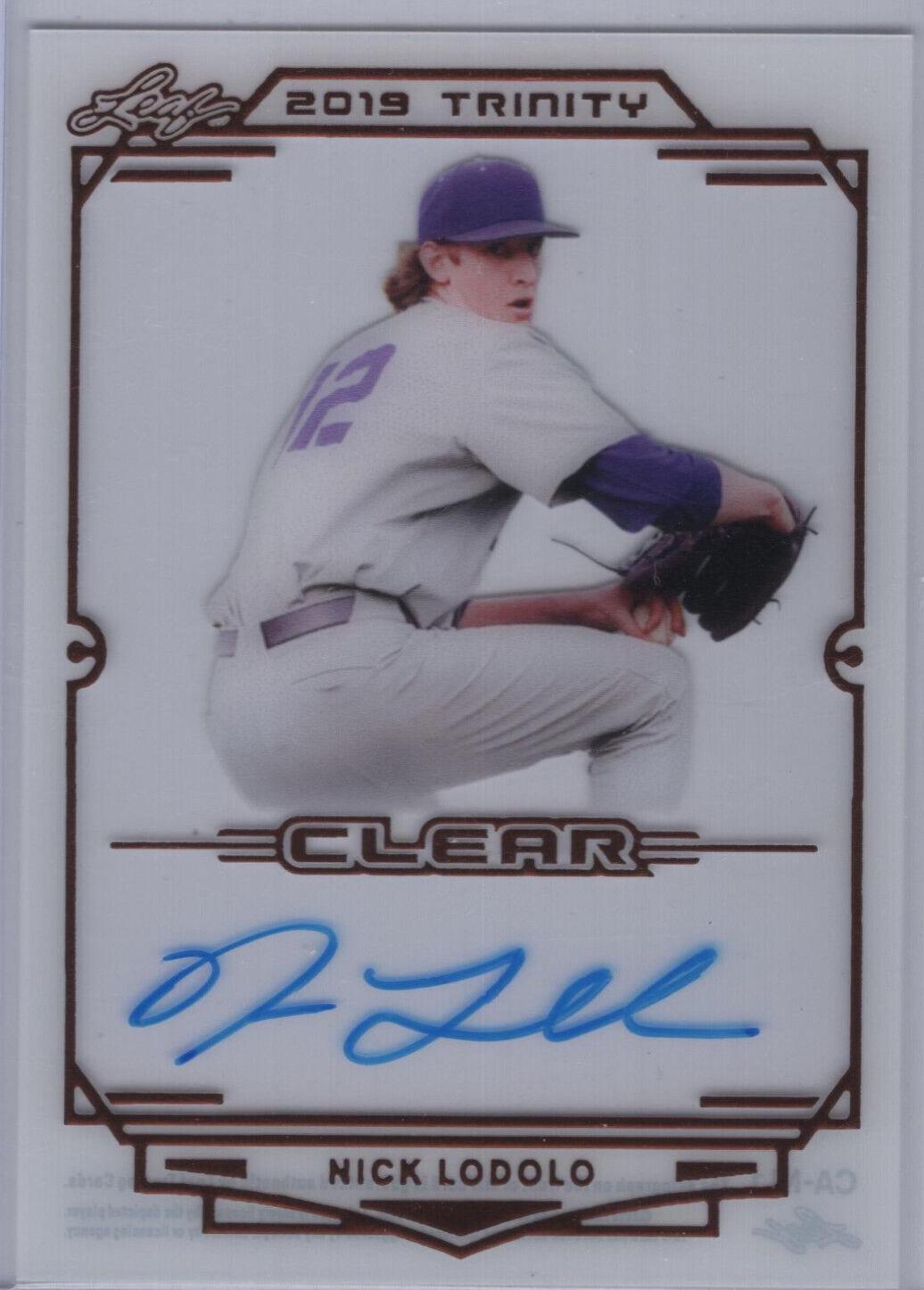 Nick Lodolo #CA-NL1 2019 Leaf Trinity Clear Autograph Baseball