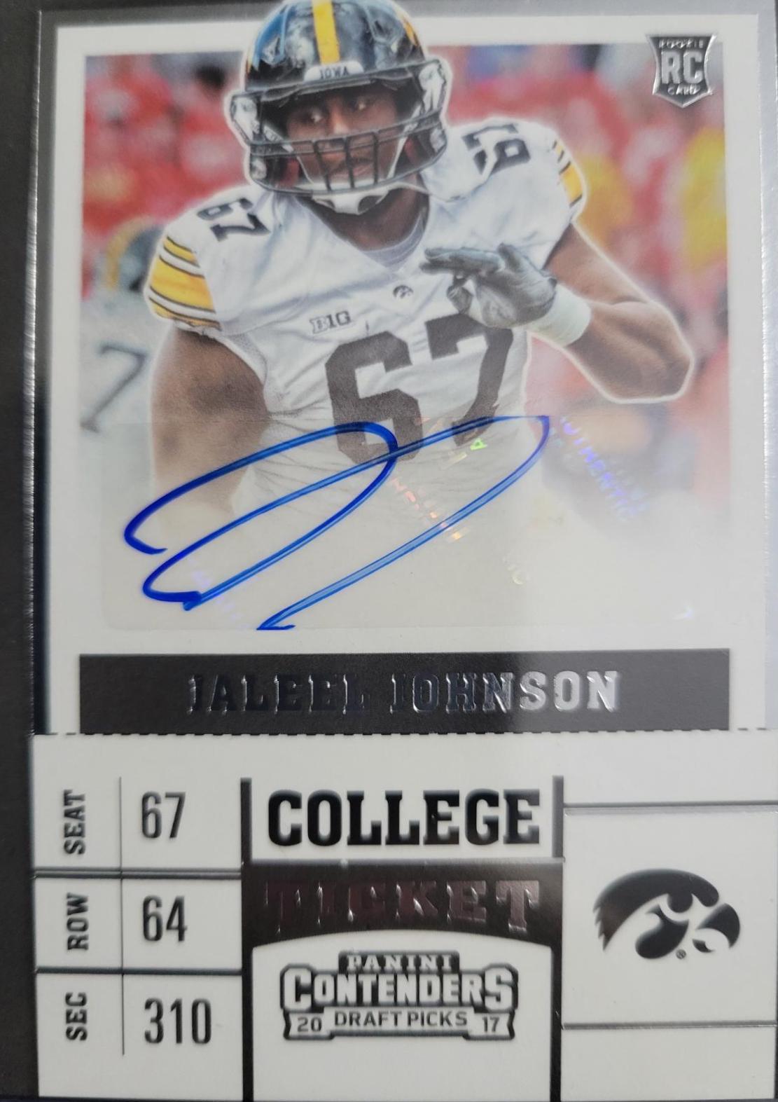 Jaleel Johnson #256 Football Cards 2017 Panini Contenders Draft Class Autographs