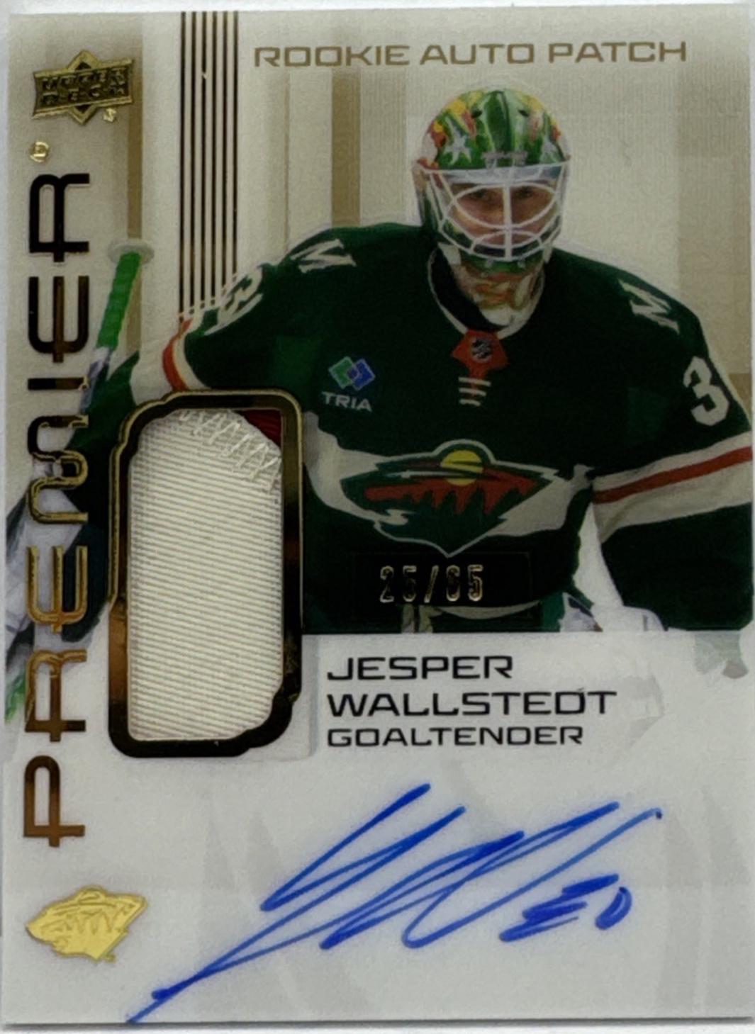 Jesper Wallstedt #AR-JW 2024-25 Upper Deck Premier Hockey Acetate Auto Patch Rookies