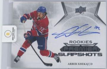 Arber Xhekaj #PSAR-AX Hockey Cards 2022 Upper Deck Premier Slapshots Auto Rookie
