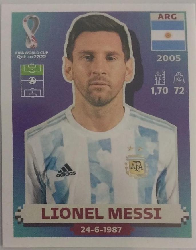 Lionel Messi #ARG20 Soccer Cards 2022 Panini World Cup Qatar Stickers US Edition