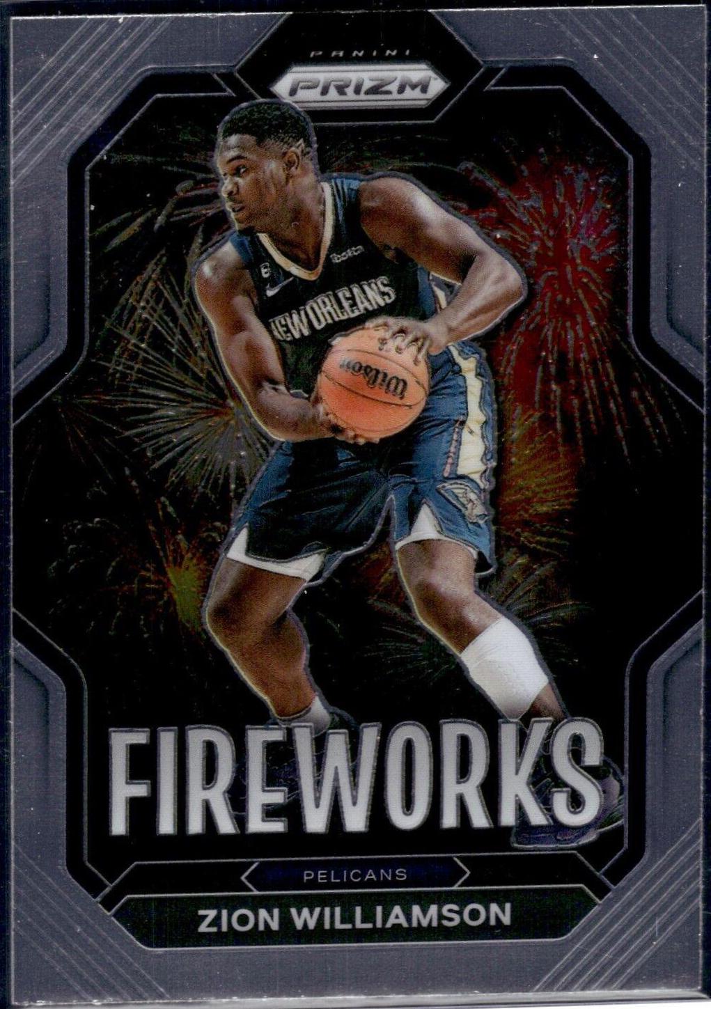 Zion Williamson #8 Basketball Cards 2022 Panini Prizm Fireworks