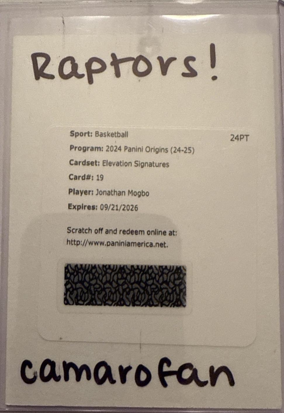 Jonathan Mogbo #19 Basketball Cards 2024 Panini Origins Elevation Signature