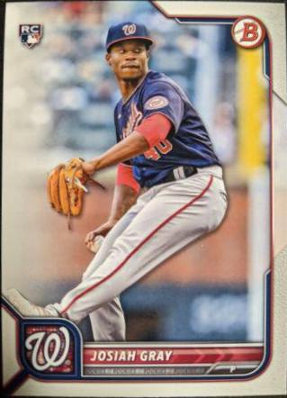 Josiah Gray #18 Baseball Cards 2022 Bowman