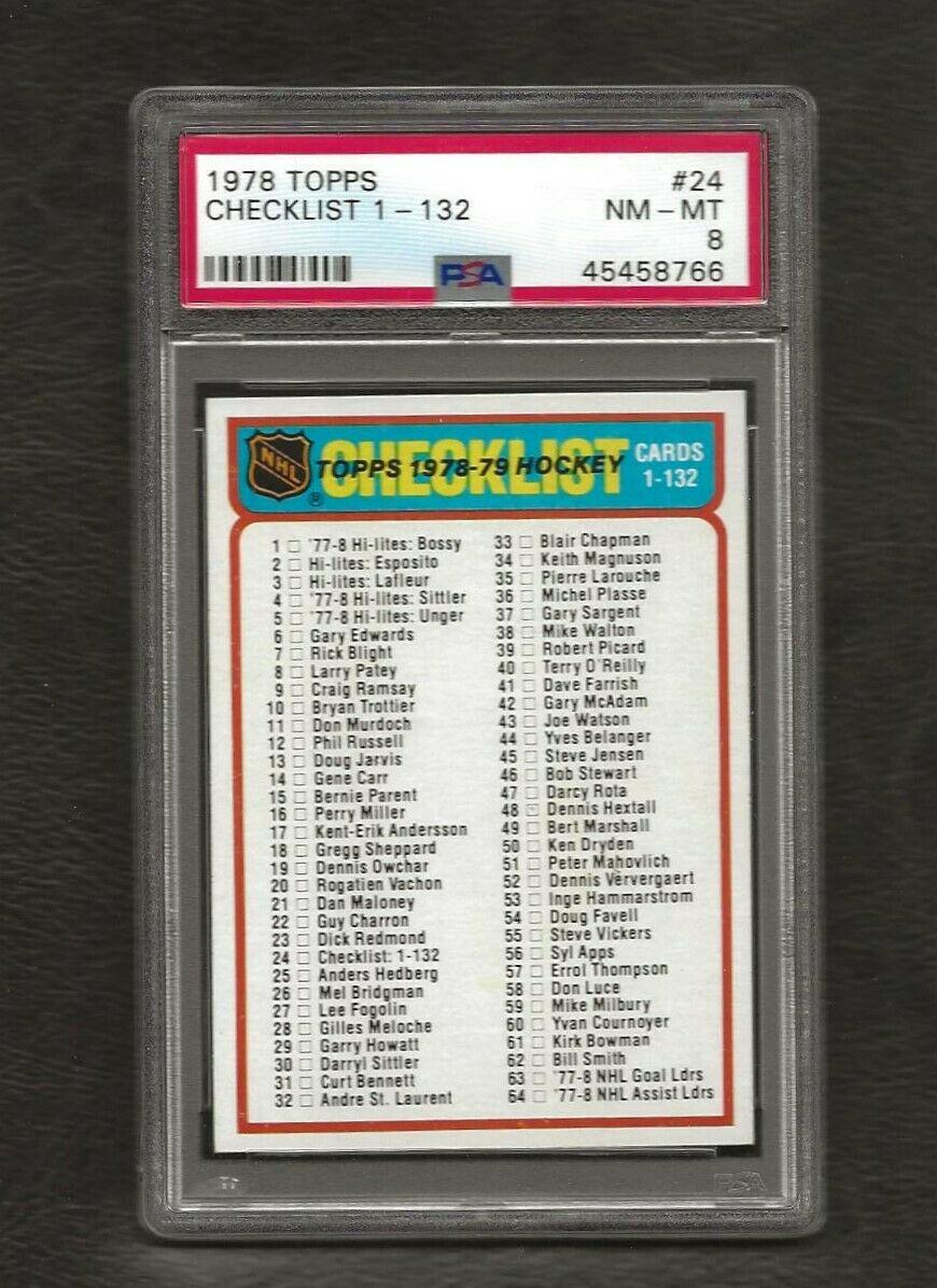 Checklist 1-132 #24 Hockey Cards 1978 Topps