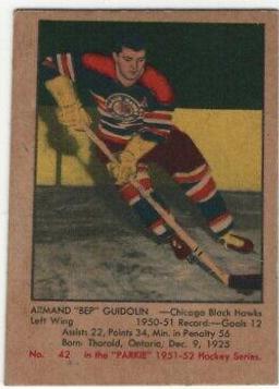 Bep Guidolin #42 Hockey Cards 1951 Parkhurst
