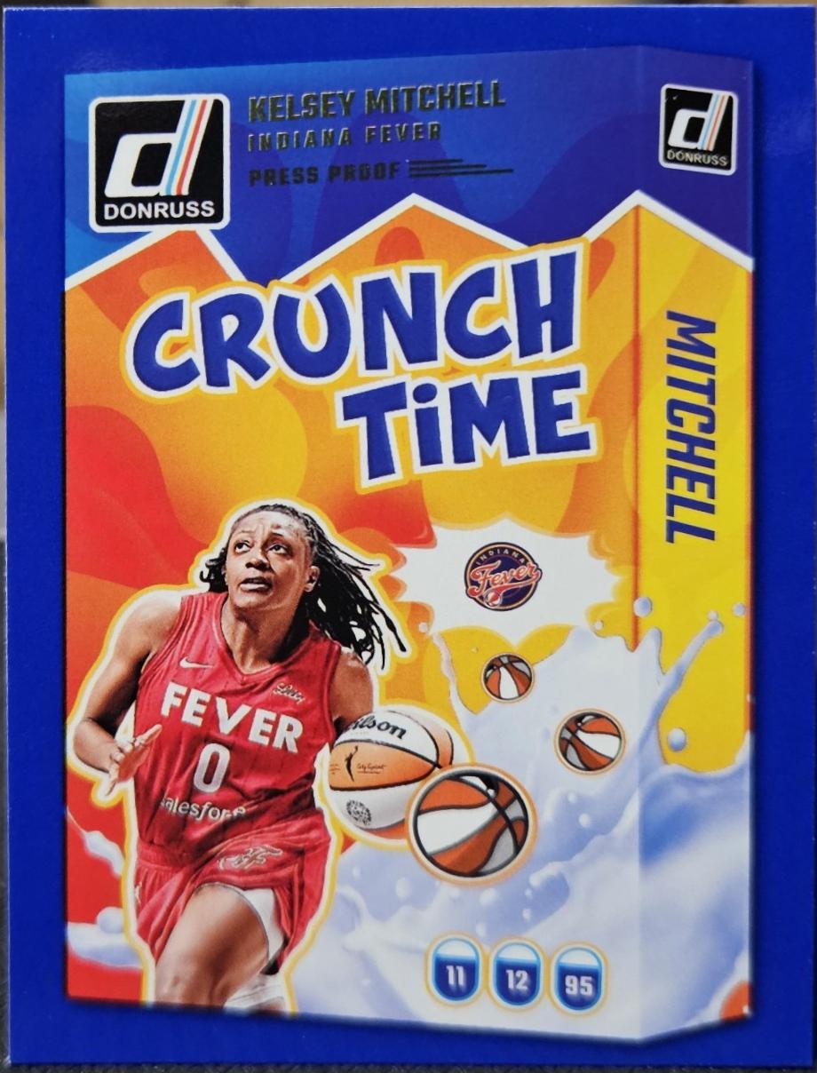 2025 Panini Donruss WNBA Crunch Time Kelsey Mitchell [Press Proof Blue] #6 card