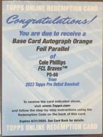 Cole Phillips [Autograph Orange] #PD-88