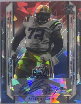 Tyler Shelvin #BA-TS2 2021 Leaf Trinity Signatures Football