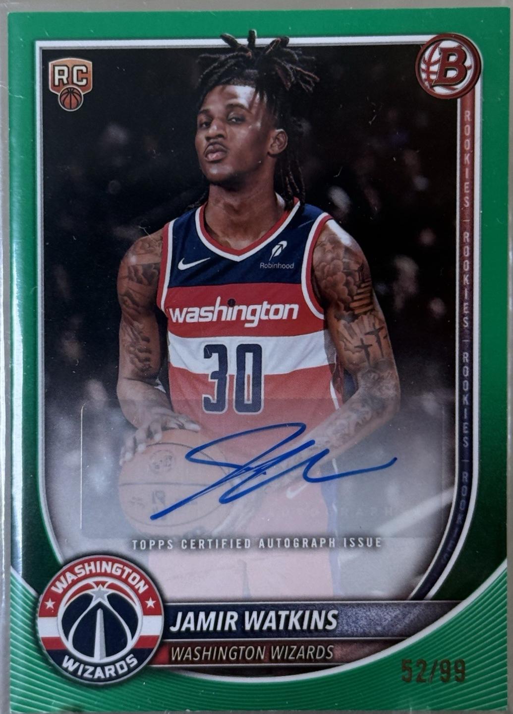 Jamir Watkins #RVA-JW 2025-26 Bowman Basketball Paper Rookies & Veterans Retail Autographs