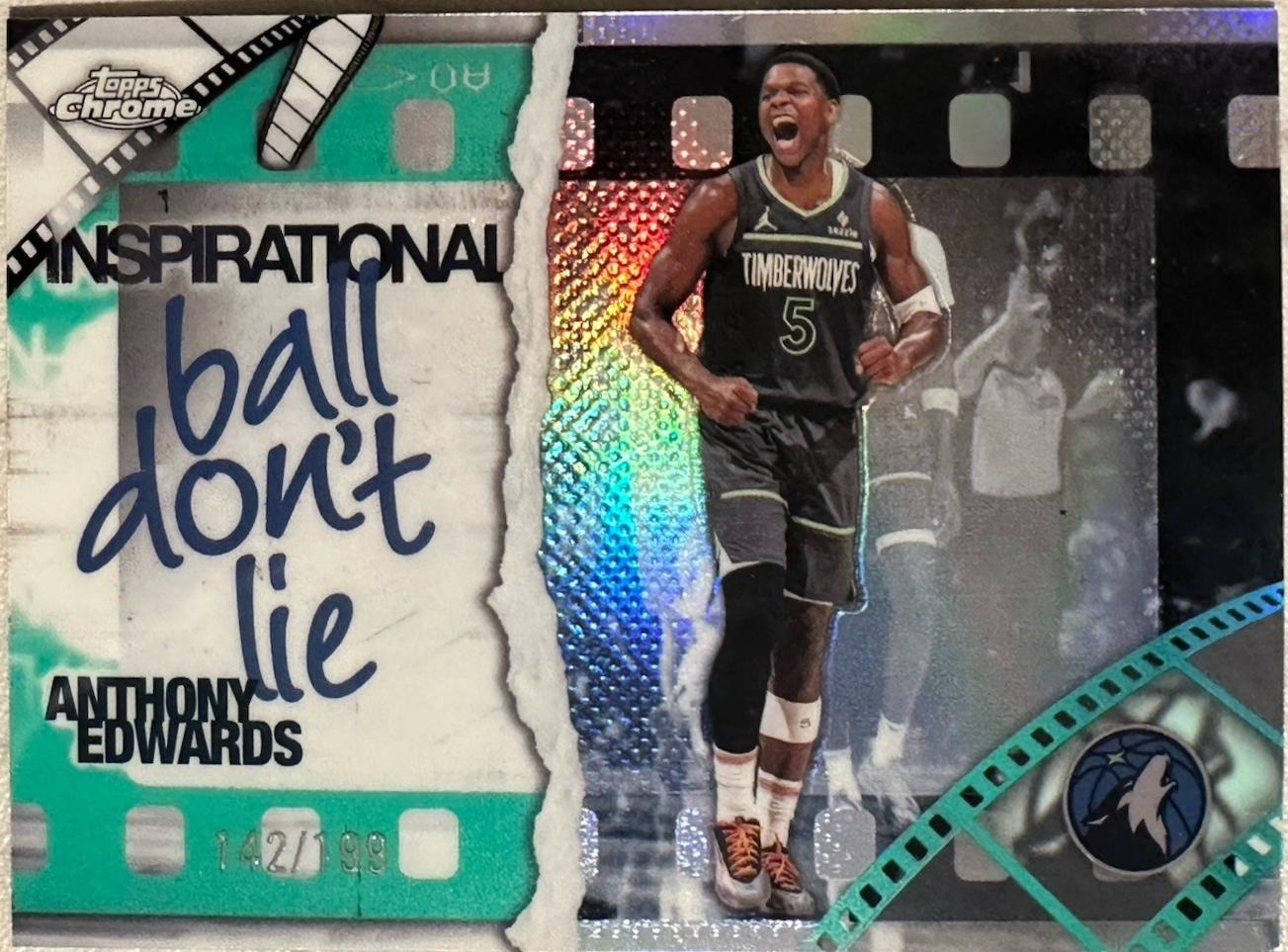 2025 Topps Chrome Inspirational Anthony Edwards [Aqua Refractor] #IP-5 card