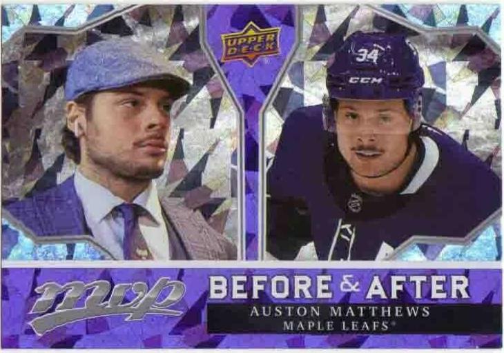 Auston Matthews #BA-1 Hockey Cards 2021 Upper Deck MVP Before and After