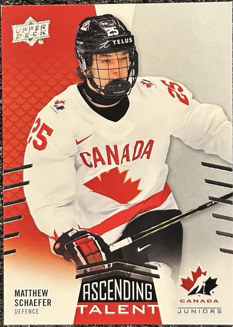 Matthew Schaefer #AT-5 2025 Upper Deck Team Canada Juniors Ascending Talent Hockey