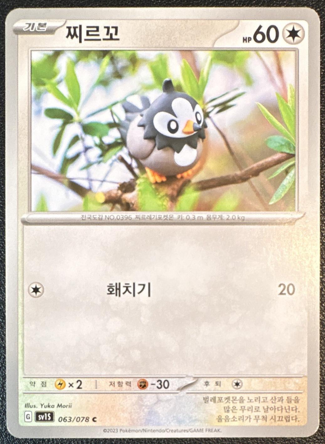 Starly #63 Pokémon Card from Pokemon Korean Scarlet Ex Set 
