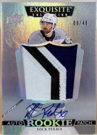 Nick Perbix #EC-NP Hockey Cards 2022 Upper Deck The Cup Exquisite Rookie Auto Patch